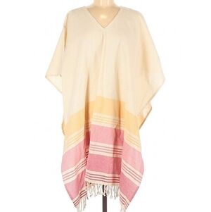 tribe alive striped fringed cotton beach cover up